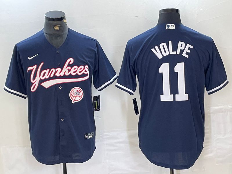 Men New York Yankees #11 Volpe Dark blue Second generation joint name Nike 2024 MLB Jersey style 4->new york yankees->MLB Jersey